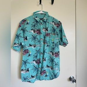 Men’s 100% cotton turquoise button down